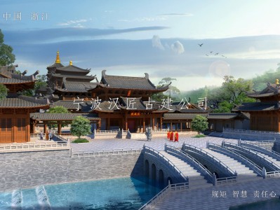 衡水寺院重建规划设计方案鸟瞰图—积福禅寺